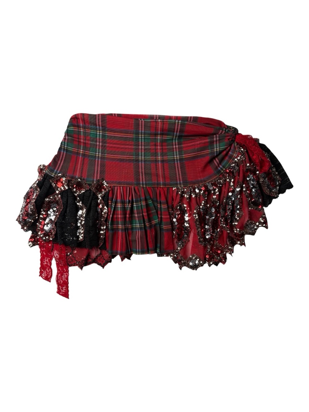 Disco Lemonade Rave/Festival Tartan Plaid Sequin Mini Skirt